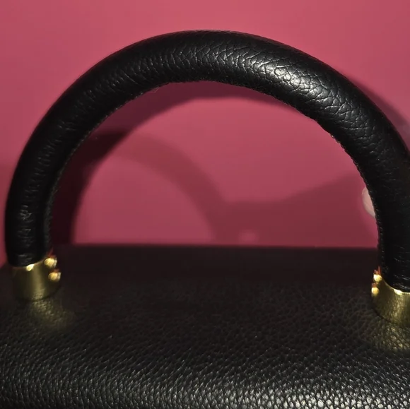 Monogram Pattern Mini Black Top-Handle Bag - Picture 10 of 10
